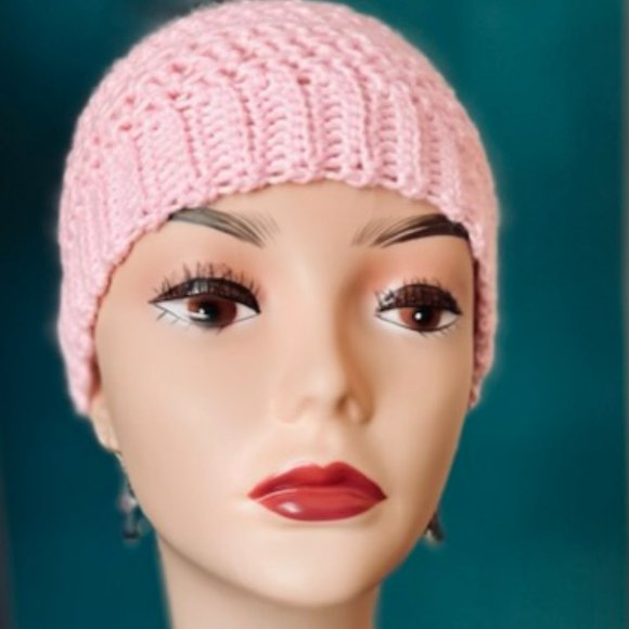 Pink Beanie with fauxfur pompom. - Picture 2 of 3